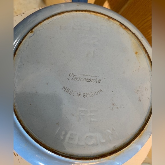 Vtg Descoware Enamel Cast Iron Sauce Pan Pot Belgium 1Qt  Robins Egg Blue - Picture 4 of 9